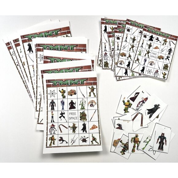 Homemade Teenage Mutant Ninja Turtle TMNT BINGO Game 19 Cards & Call Cards READ - Picture 1 of 2
